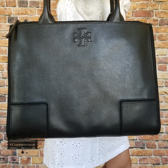 Tory Burch Handbags - Tory burch ella canvas leather tote black LARGE